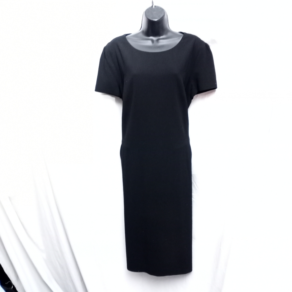 JIL SANDER Short Sleeve Black Wool Dress
